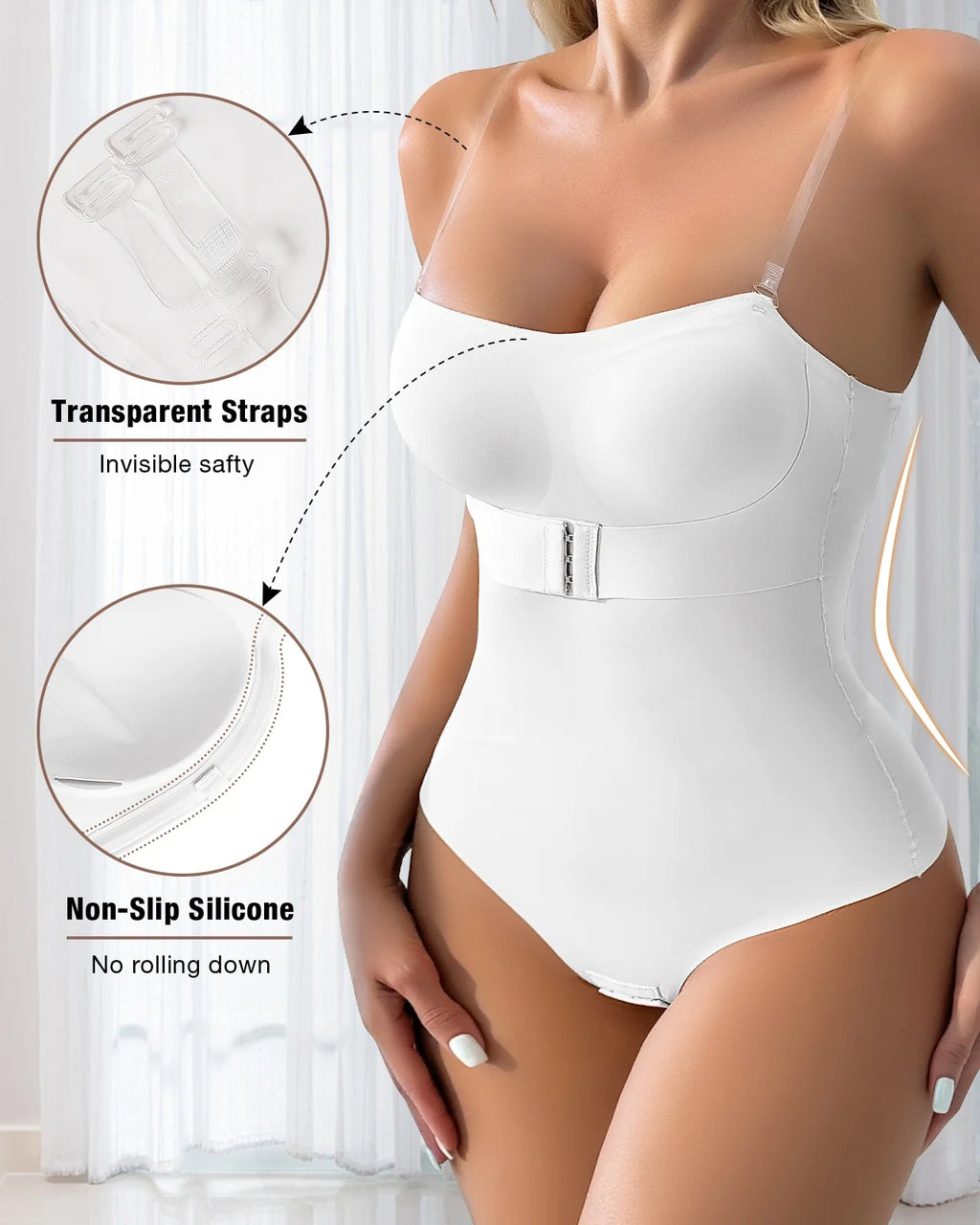 Strapless Shapewear Bodysuits for Women plus Size Tummy Control Shapewear Thong Bodysuit with Built in Bra Body Shaper