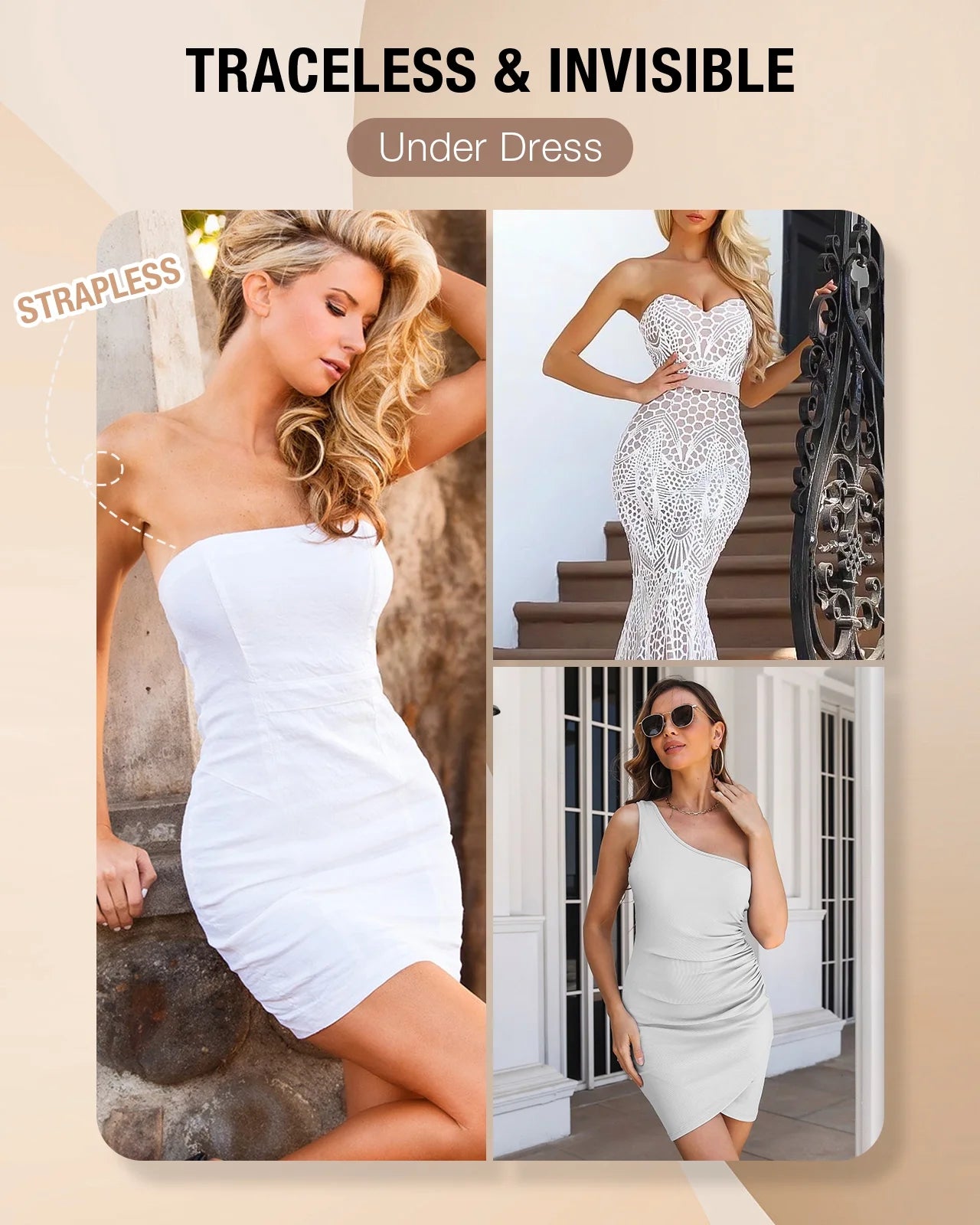 Strapless Shapewear Bodysuits for Women plus Size Tummy Control Shapewear Thong Bodysuit with Built in Bra Body Shaper