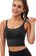 Sports Bras for Women High Support Longline Workout Tank Tops Built in Bra Strappy Yoga Padded Crop Top