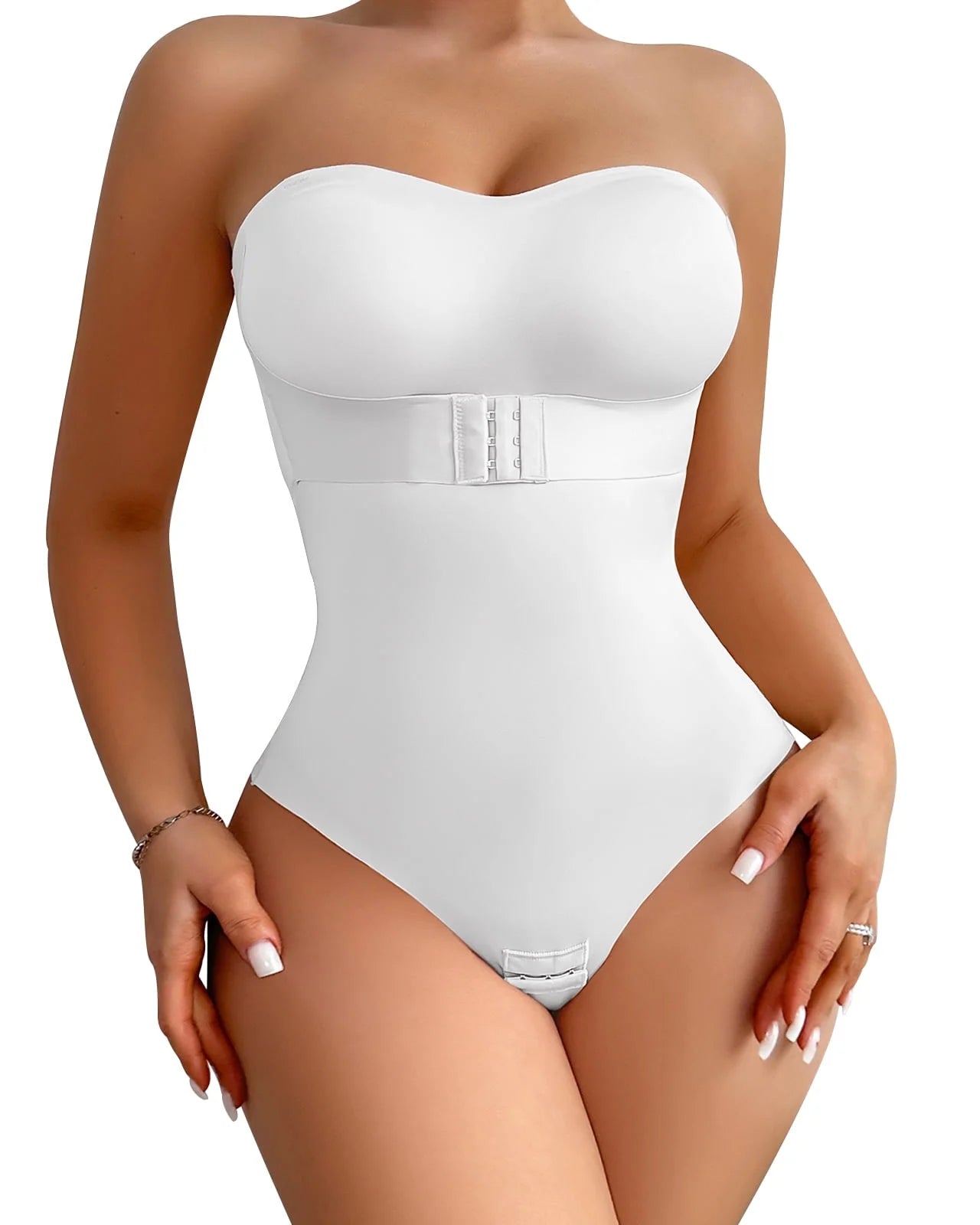 Strapless Shapewear Bodysuits for Women plus Size Tummy Control Shapewear Thong Bodysuit with Built in Bra Body Shaper